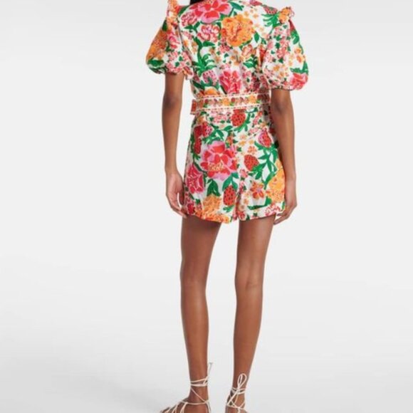 FARM Rio Women's White Flowerful Sketch Printed Cotton Romper XS Brand New - Picture 4 of 5